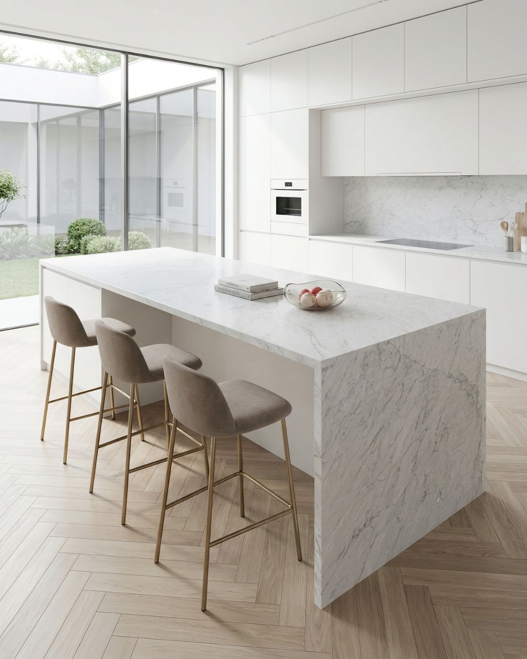 Carrara White Island Table, Marmer Carrara, Italy
