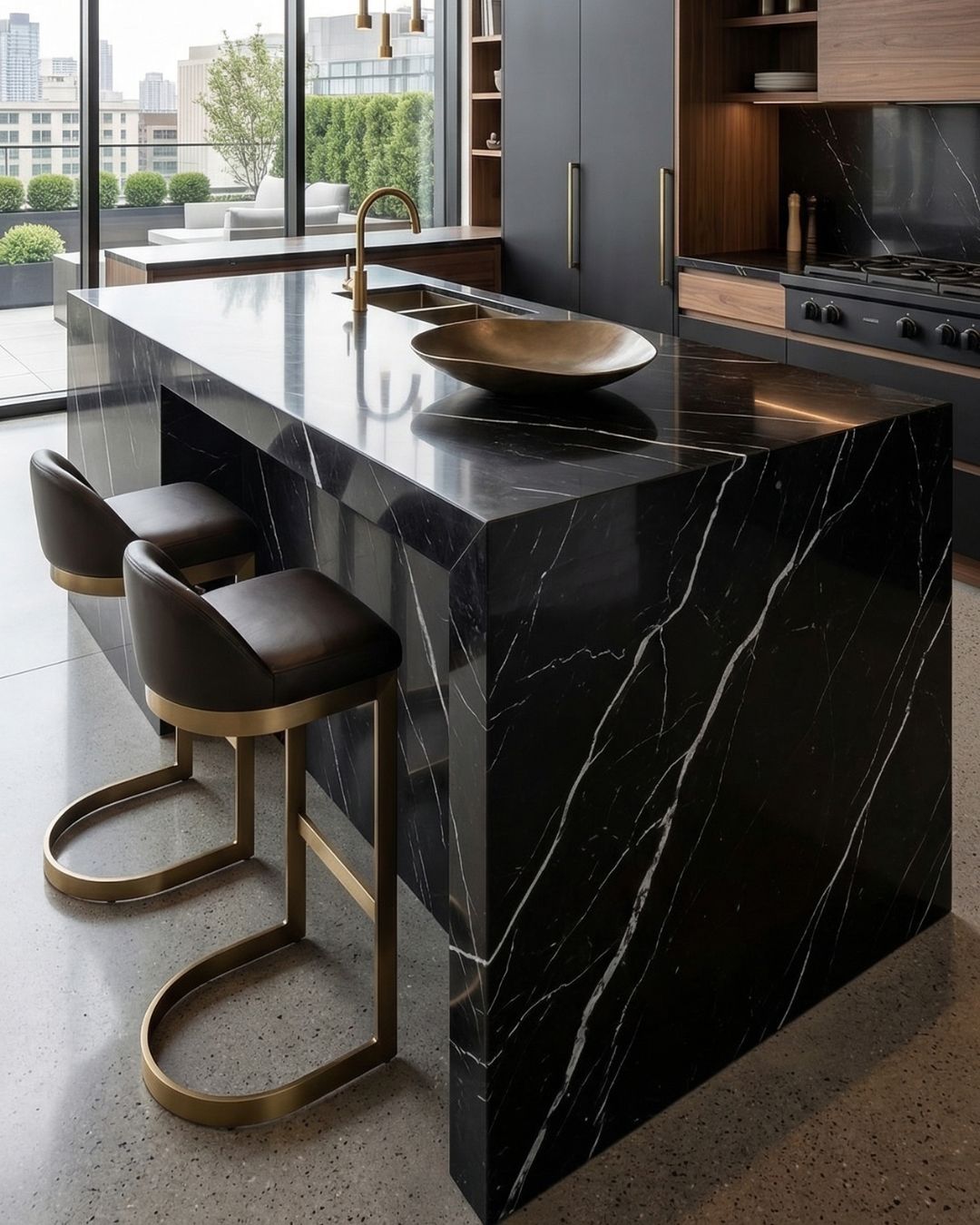 Nero Marquina Island Table, Marmer Nero Marquina, Spain